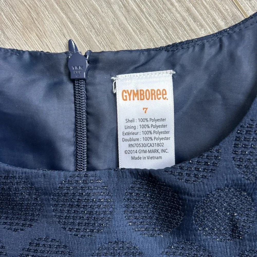 Gymboree 2014 Girls Sz 7 Holiday Shine Sparkle‎ Dot Bow Dress Navy Blue Holiday